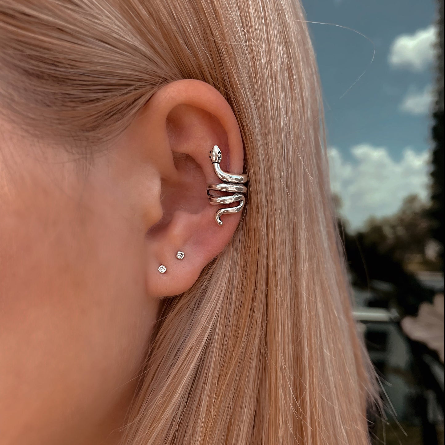 925 SILVER SOLID SNAKE EAR CUFF Banana Blvd