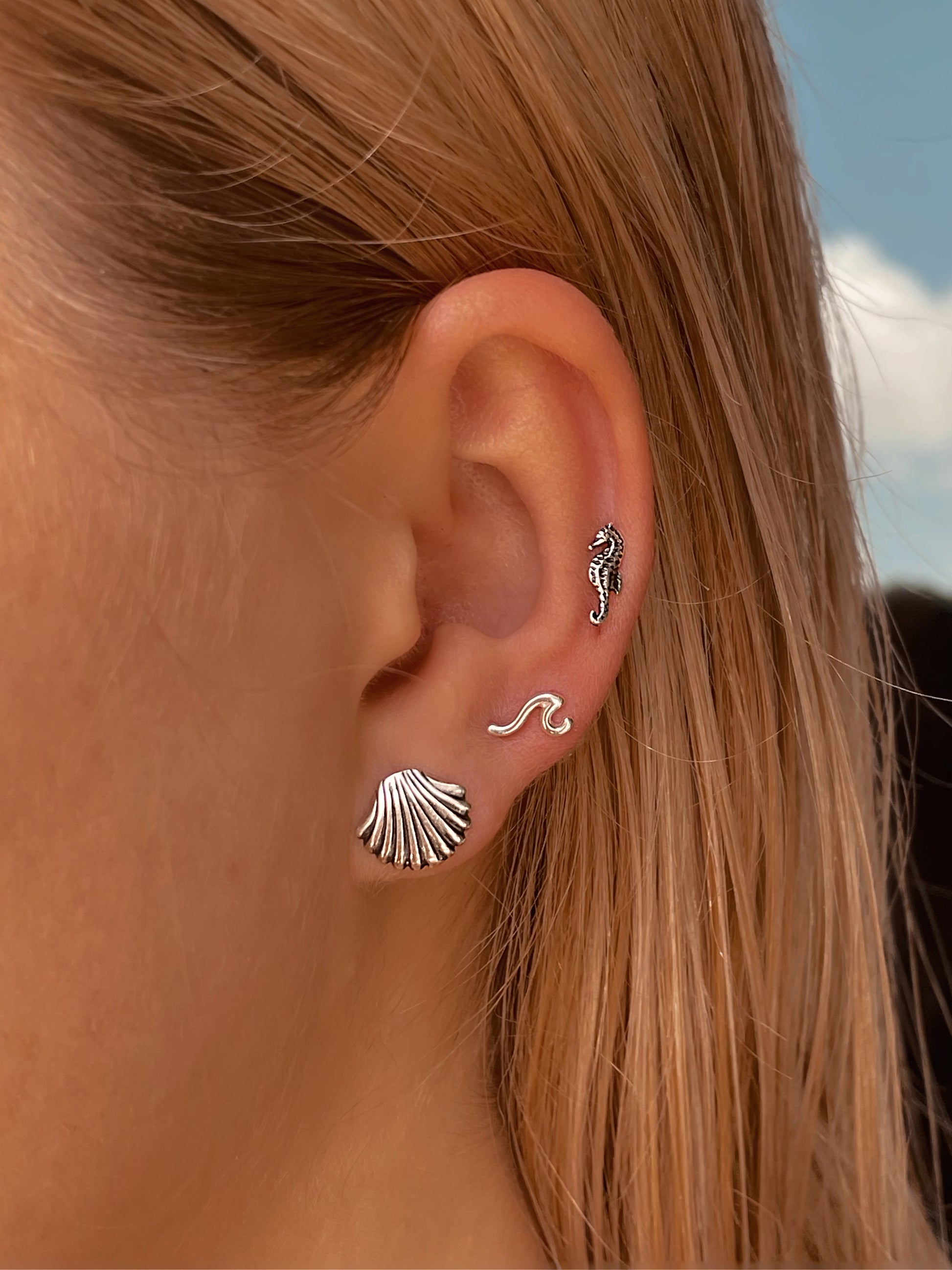 925 SILVER MICRO OCEAN VIBES STUD EARRING SET Banana Blvd