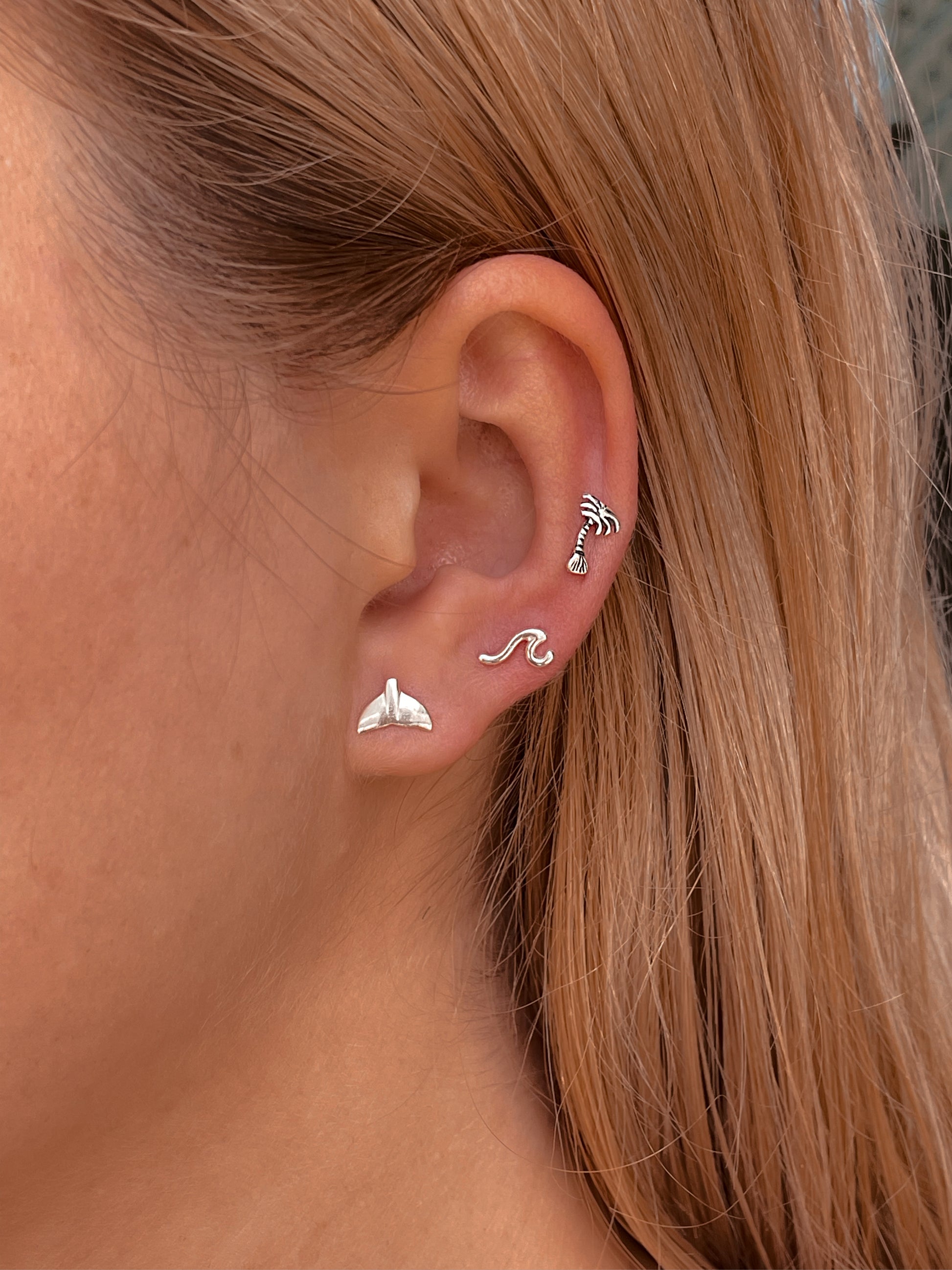 925 SILVER MICRO OCEAN VIBES STUD EARRING SET Banana Blvd