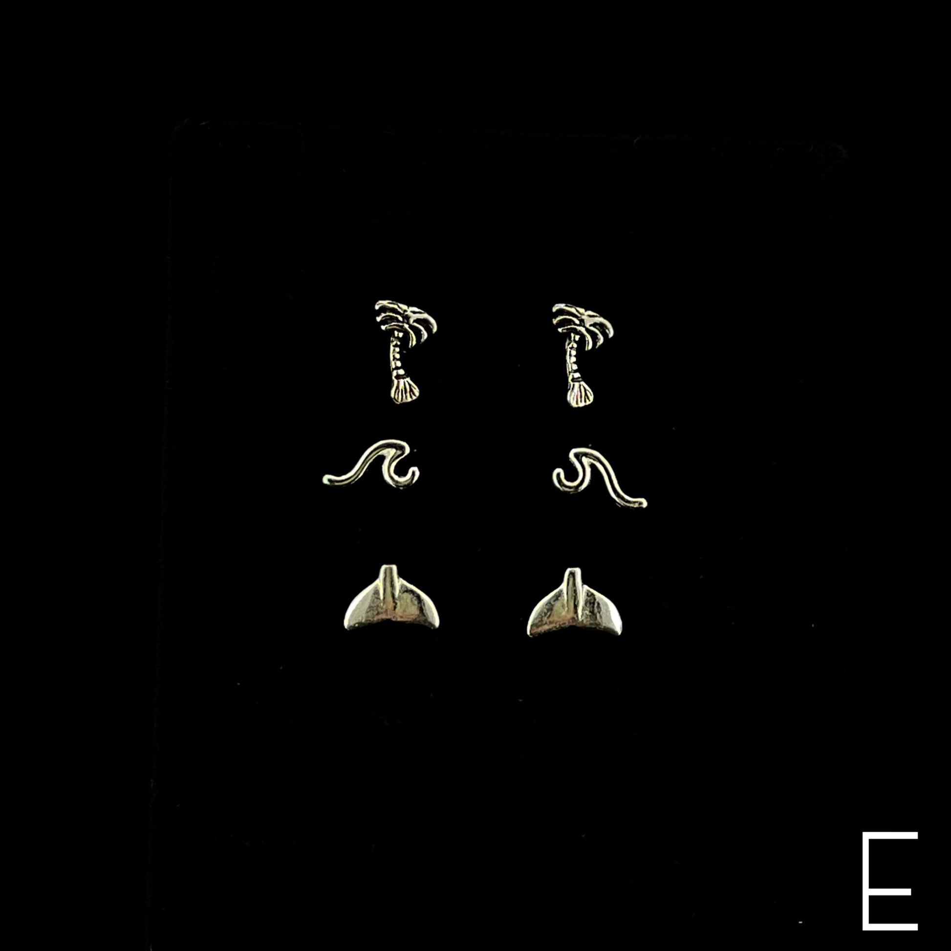 925 SILVER MICRO OCEAN VIBES STUD EARRING SET Banana Blvd