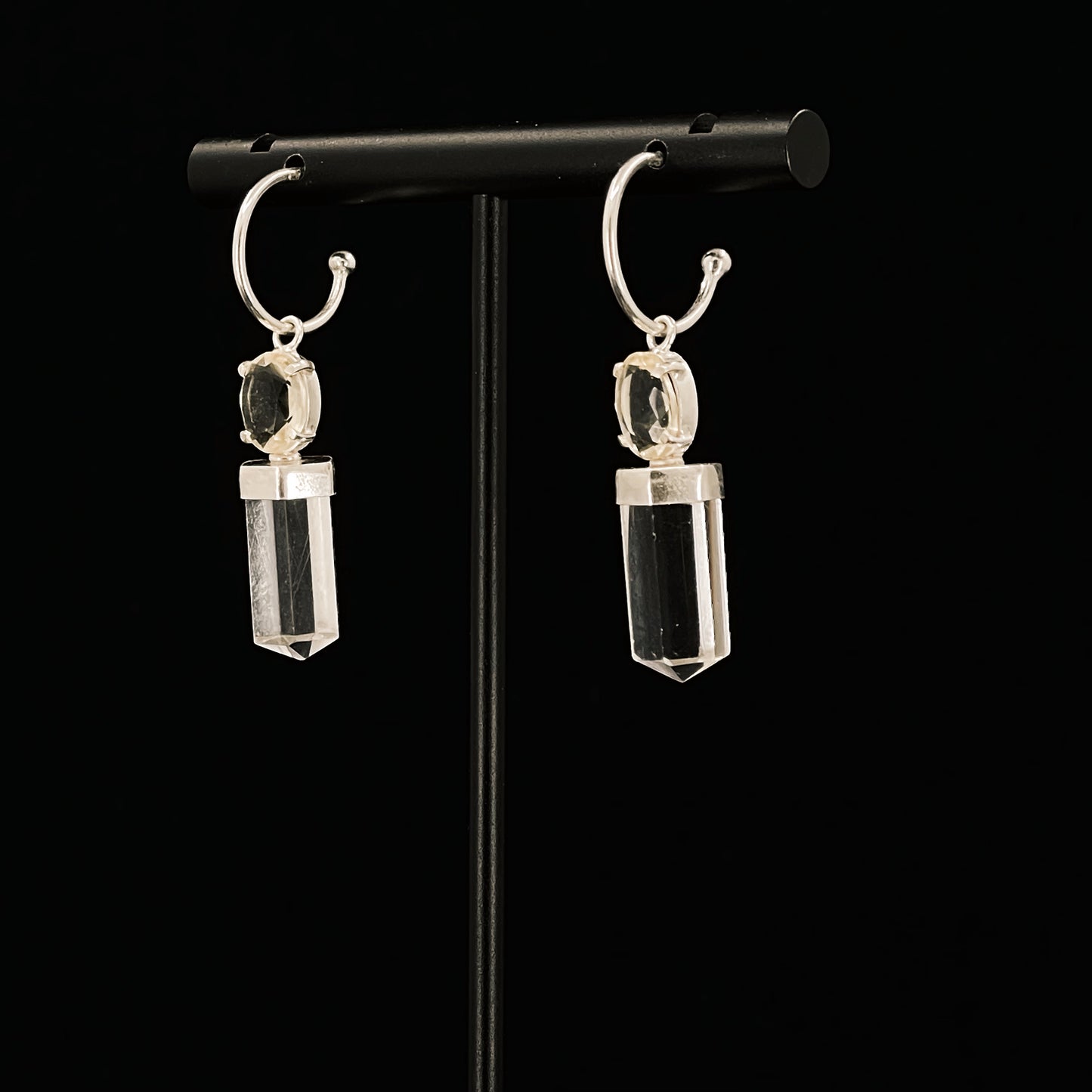 CITRINE CLEAR QUARTZ HOOPS Banana Blvd